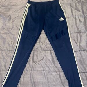 Adidas Men Dark Blue Track Pants with White Stripes